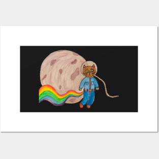 Space Cat Farting Rainbows Posters and Art